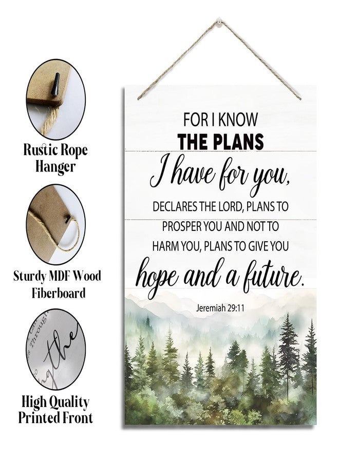 XQLSR Christian Decor, Rustic Hanging Wood Plaque Sign, Wooden Bible Verse Wall Art, Farmhouse Home Wall Decor, Religious Artwork, Jeremiah 29:11 Sign - For I Know The Plans I Have for You - Image 3